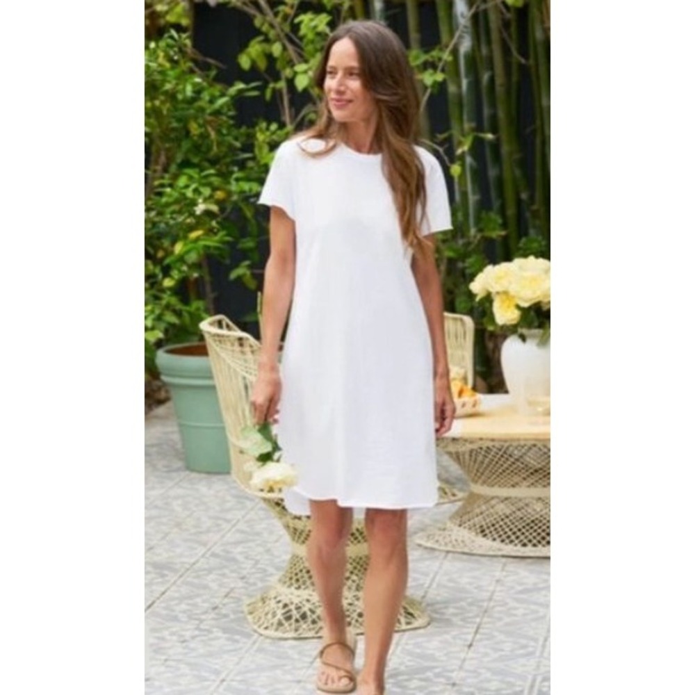 Frank & Eileen Mini Harper Perfect Tee Dress White Cotton LAB439HJ Size M
